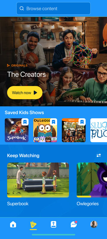 Screenshot of the RightNow Media Kids library in light mode.